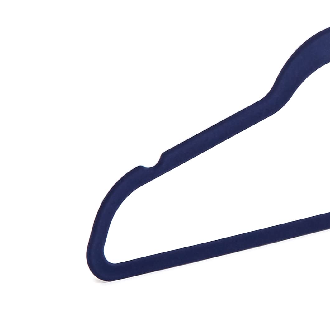 Amazon Basics Slim Velvet Non-Slip Space Saving Suit Clothes Hangers, Sturdy Construction, Navy Blue/Rose Gold, 50-Pack