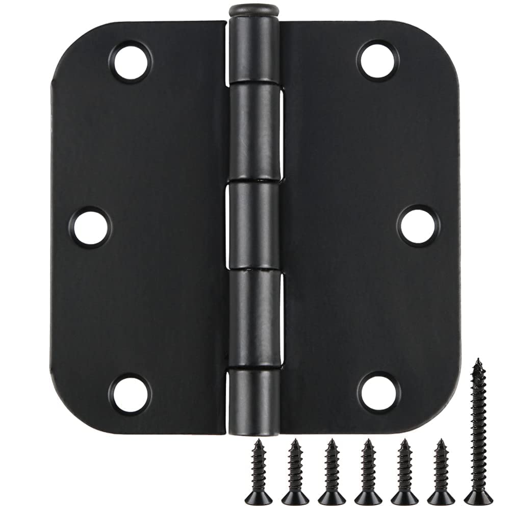 TDCHINGES Rounded Matte Black Door Hinges 3.5 Inch 5/8" Radius Flat 30 Pack