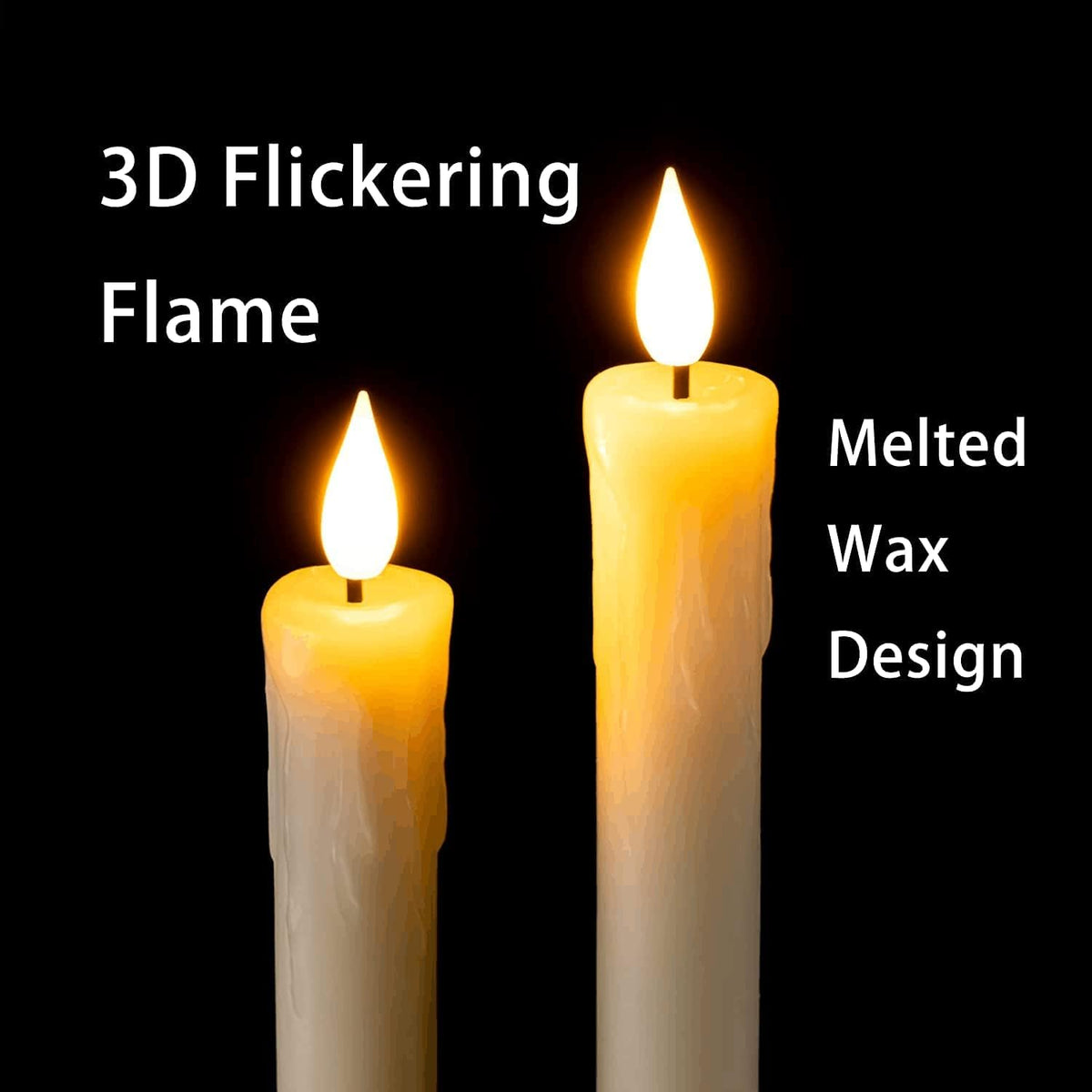 Homemory 6 Pcs Real Wax Ghost Flameless Taper Candles, 3D Wick Flickering Led Candlesticks 9.6 Inch Battery Operated with Remote & Timer, Spooky Halloween Gothic Indoor Decor