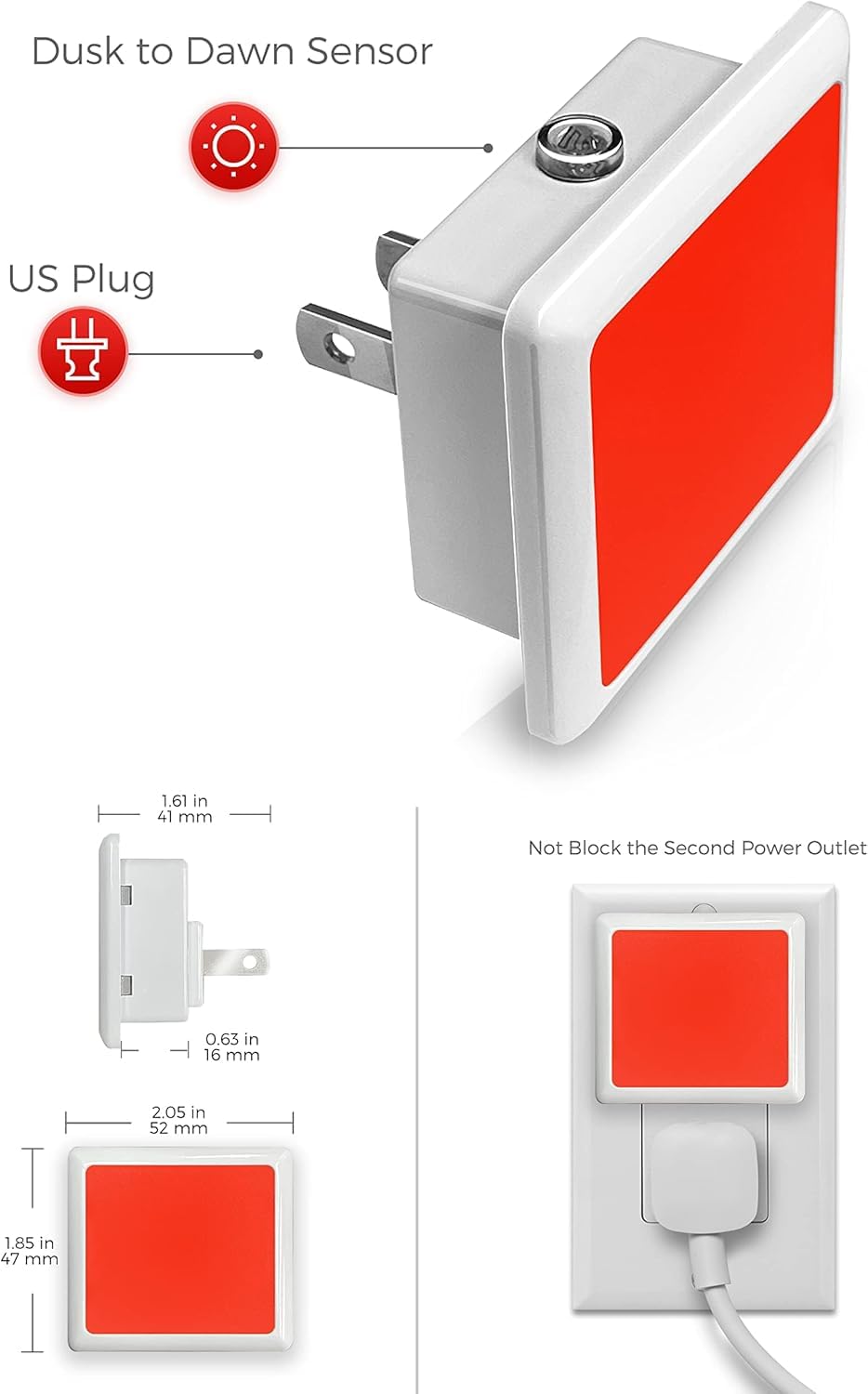 L LOHAS LED Night Lights Plug into Wall 2-Pack, 0.3W Plug in Night Light