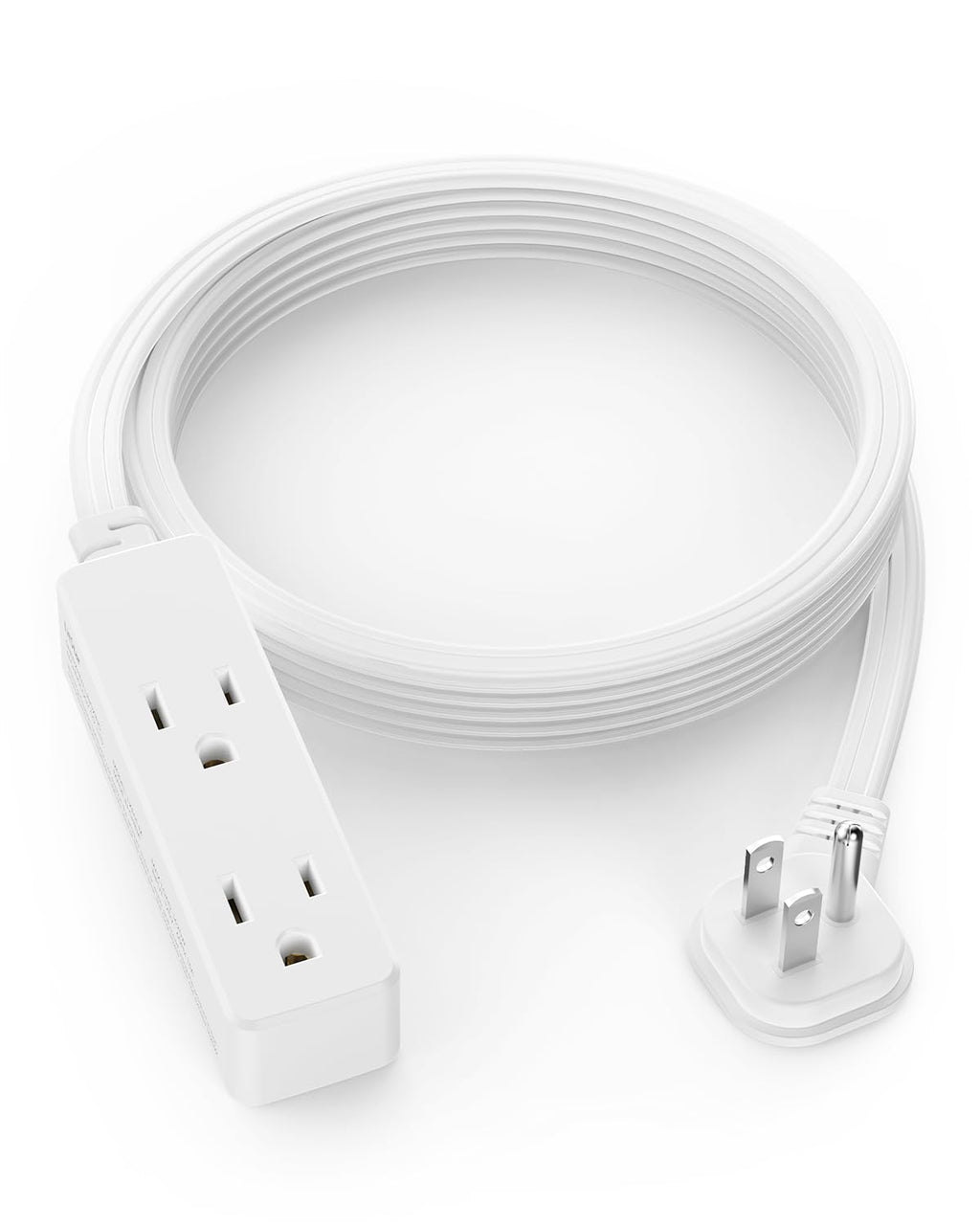 Flat Plug Extension Cord with 3 Outlets - 6Ft Low Profile Indoor 3 Prong Grounded Power Strip for Home Office & Travel - 16 AWG 13A/1625W, Black