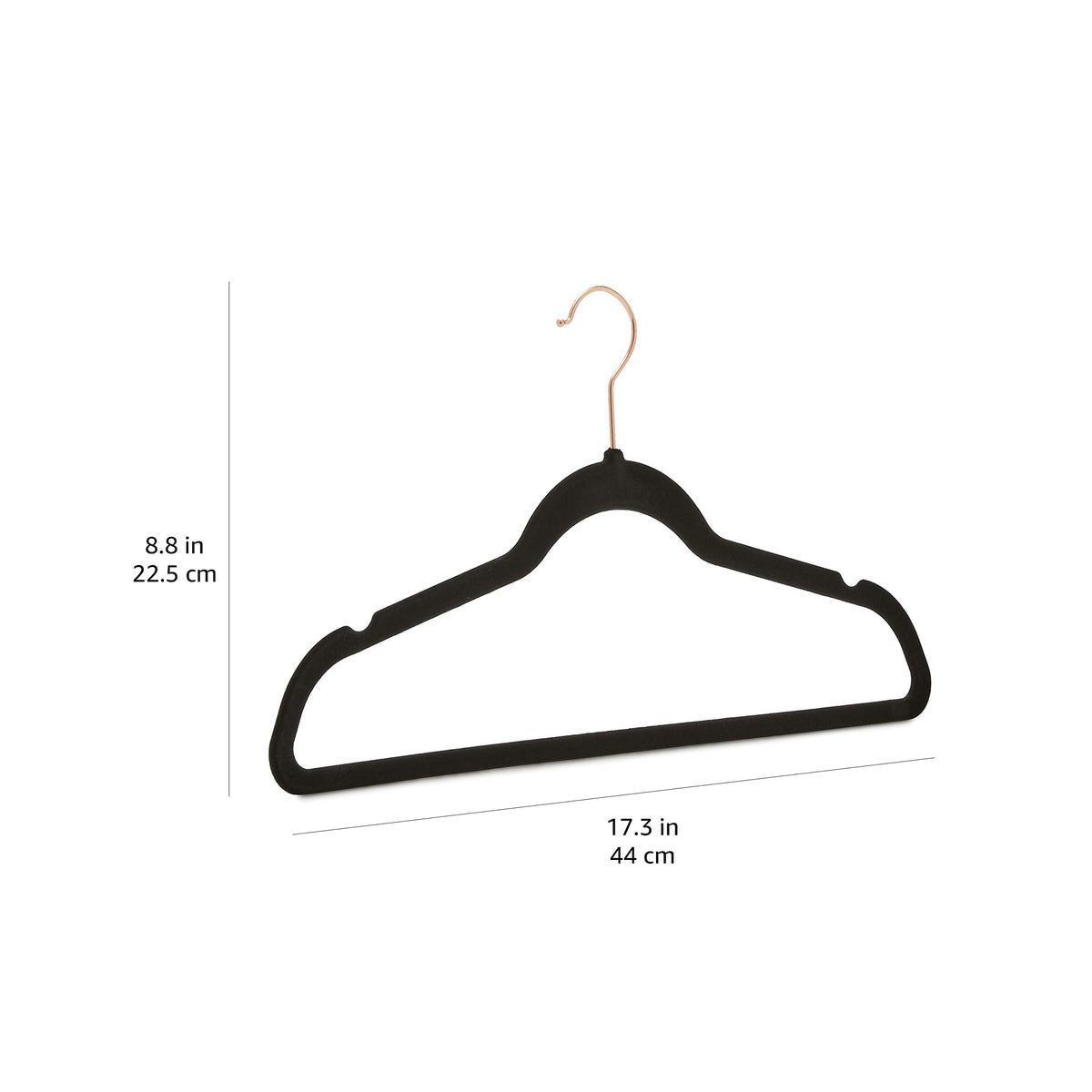 Amazon Basics Slim Velvet Non-Slip Space Saving Suit Clothes Hangers, Sturdy Construction, Navy Blue/Rose Gold, 50-Pack