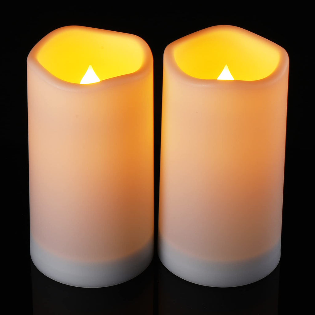 YOROXRG Set of 24 Waterproof Outdoor Flameless Candles, LED Candles with 4 Remote and Timer,(H 4" 5" 6" x D 2.2"),for Christmas,Halloween,Wedding,Festival