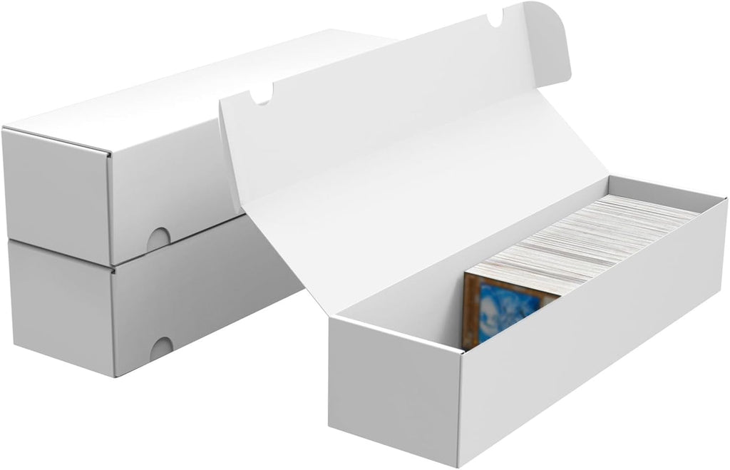 Trading Card Storage Box, 3-Pack 1100 Count White Corrugated Cardboard Box