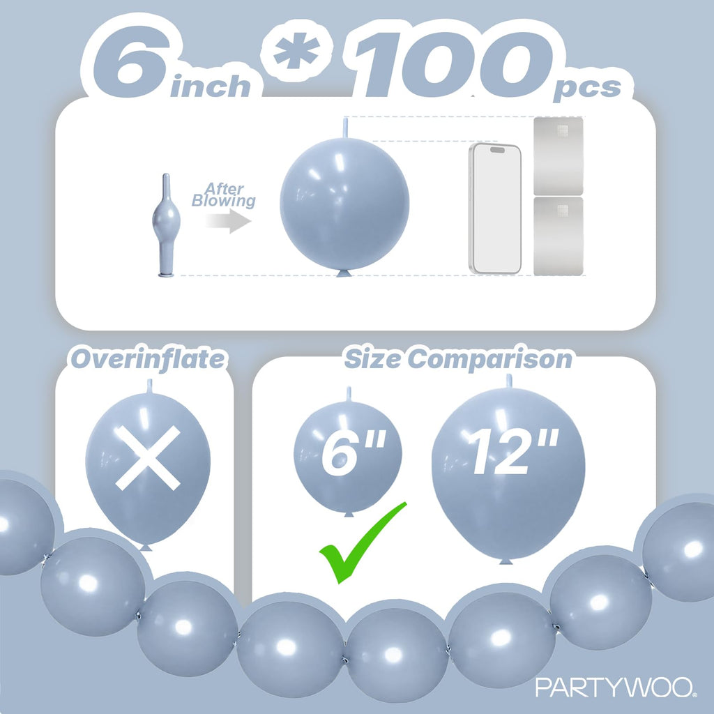 PartyWoo Metallic Gold Linking Balloons 100pcs 6 Inch Gold Link Balloons
