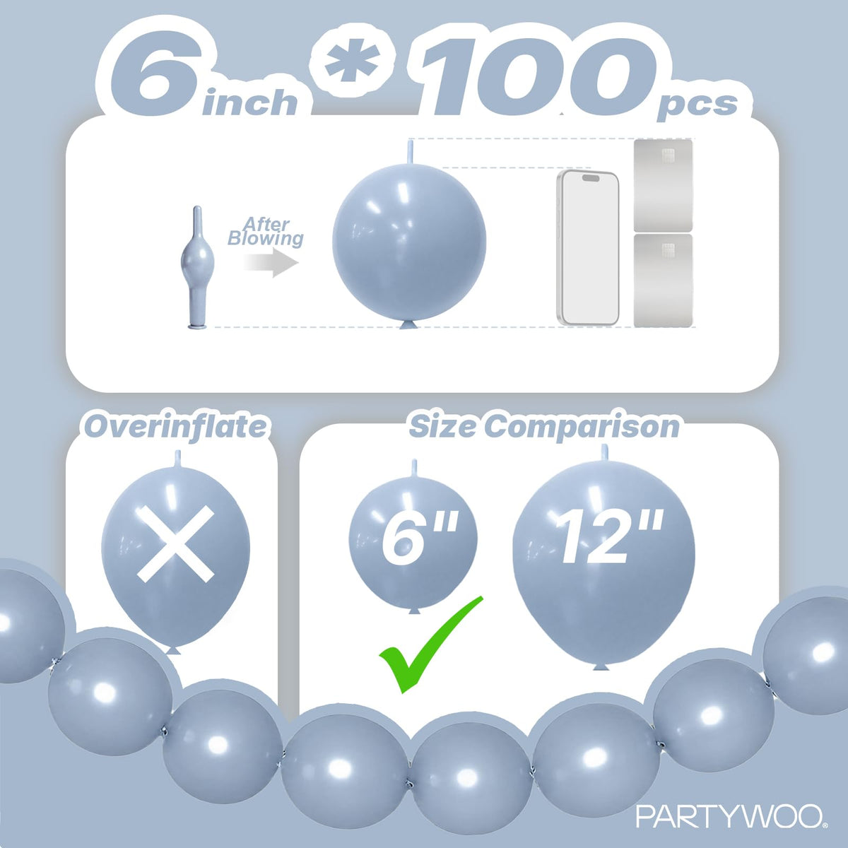 PartyWoo Metallic Gold Linking Balloons 100pcs 6 Inch Gold Link Balloons