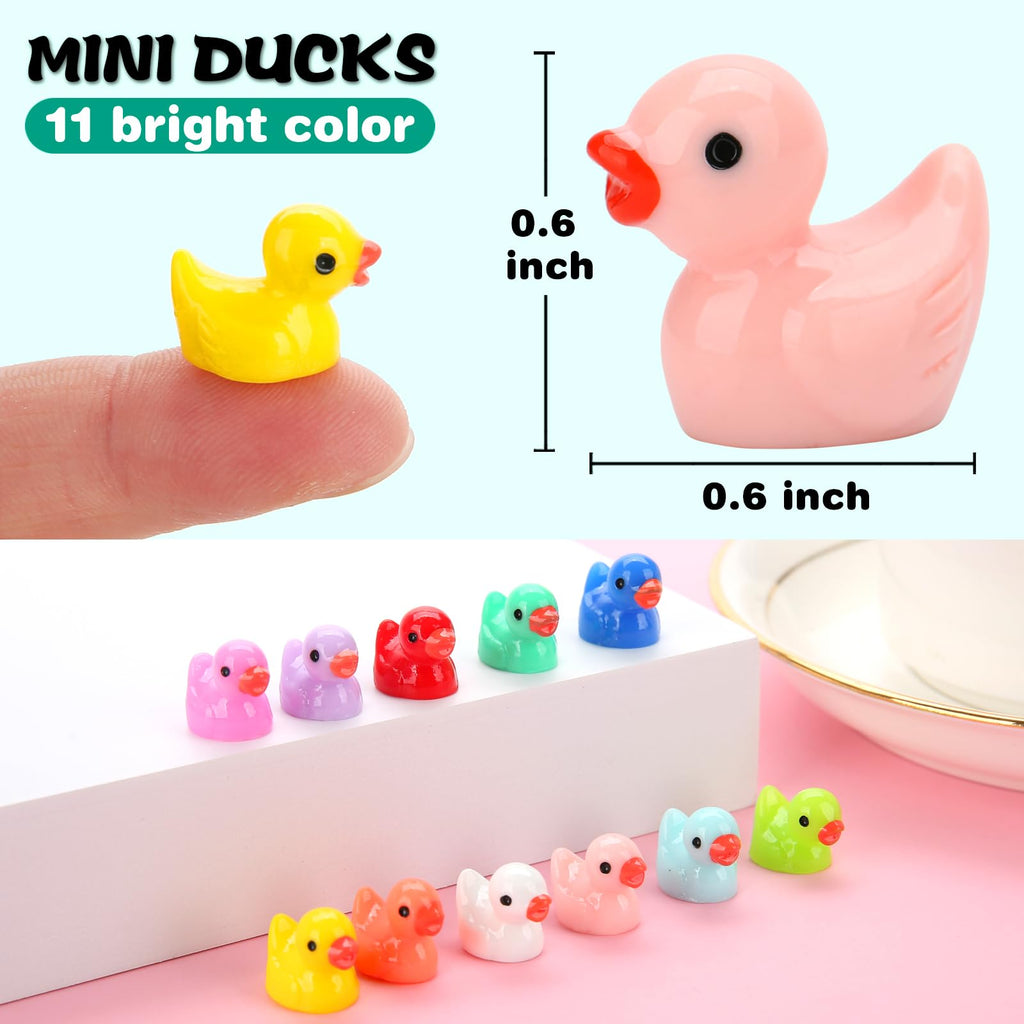 GWAHSA 240pcs Luminous Mini Resin Ducks, Tiny Animals Bulk Glow in The Dark Small Plastic Miniature Ducks Figures for Dollhouse Decor Micro Garden Home Landscape Aquarium Craft Gifts Party Favors Toys