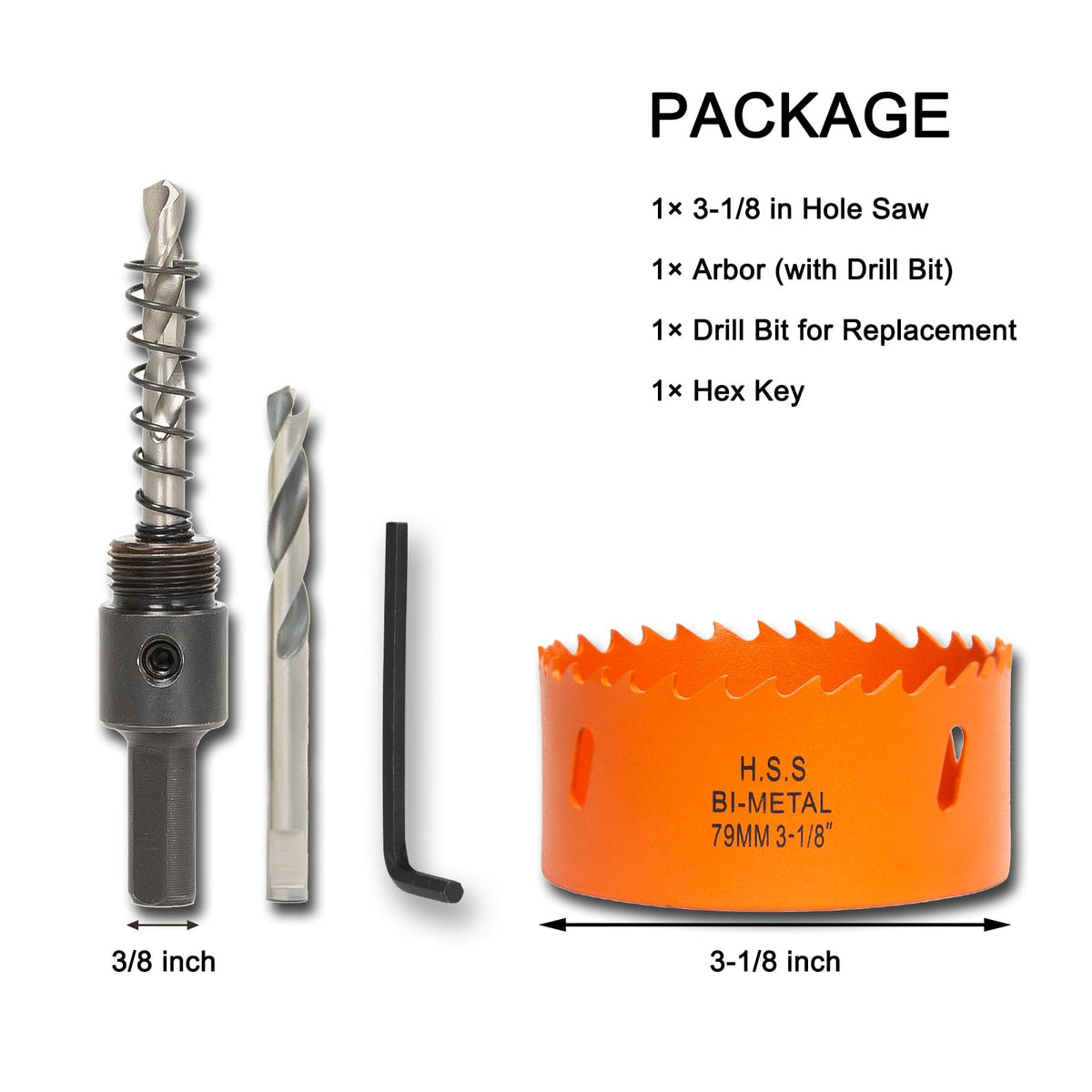 3 inch Hole Saw for Wood, Metal, Plastic & Drywall, with Arbor