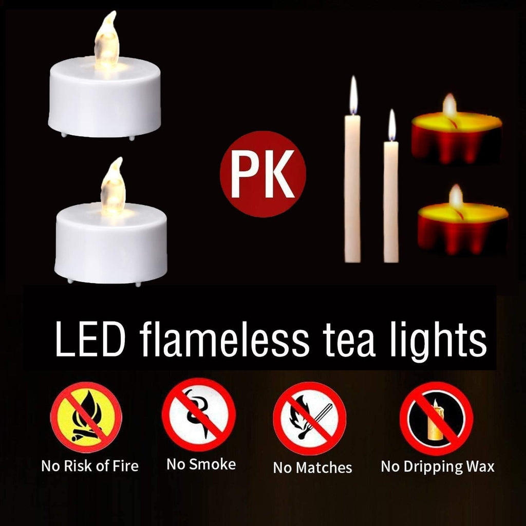 Battery Operated LED Tea Lights Flameless Flickering Candles 12PACK