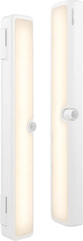 Amazon Basics LED Motion Sensor Light Bar, USB/Battery Operated, 250 Lumens, 12 Inches, Swivel, Under Cabinet Lighting for Closet, Kitchen, 2-Pack, White
