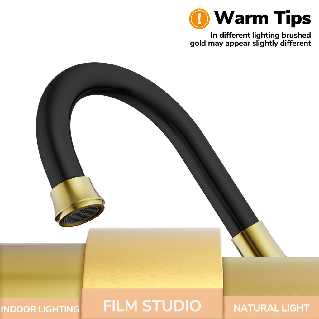 Matte Black Bathroom Faucet, Hurran 4 inch Centerset 2-Handle Lead-Free