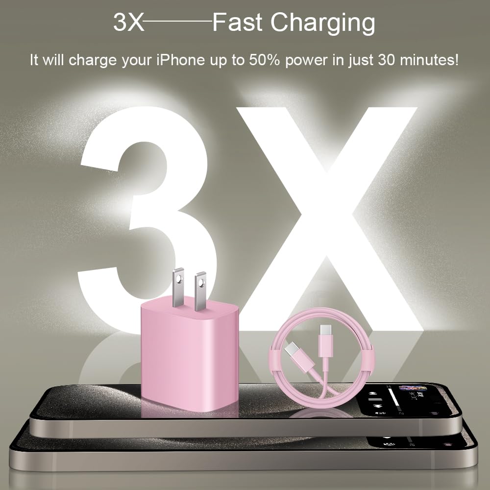 iPhone Duo Charger, iPhone 18 17 16 15 Charger Fast Charging 12FT-Blue