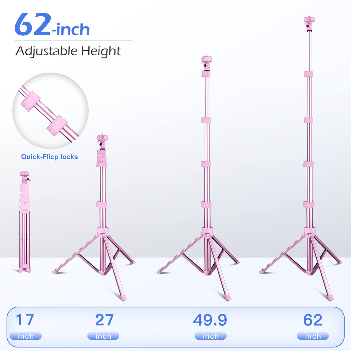 SENSYNE 62" Phone Tripod, Extendable Selfie Stick with Wireless Remote