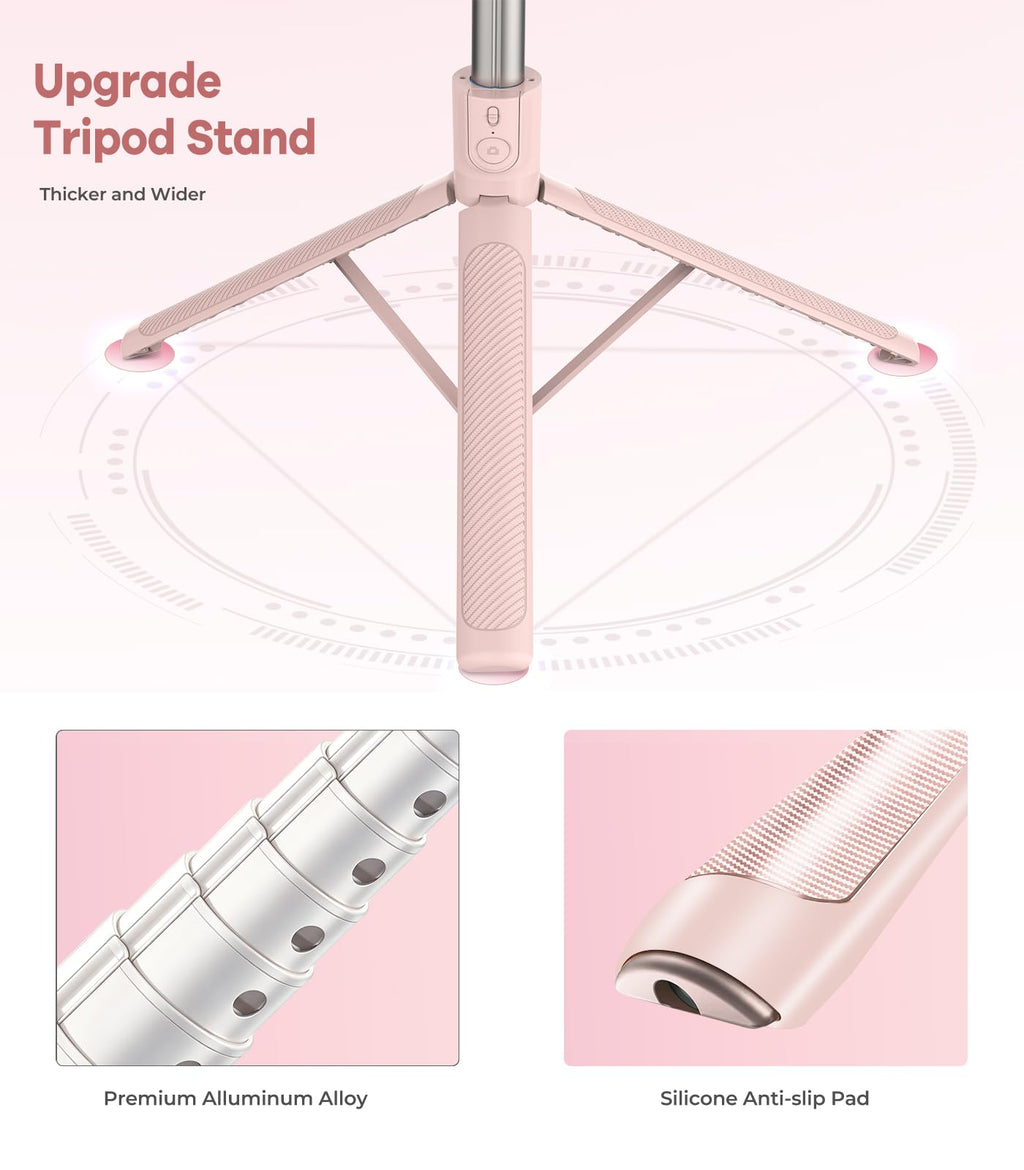 71” Phone Tripod & Selfie Stick, Portable All in One Extendable Cell Phone Tripod Stand, with Wireless Remote Control for iPhone/Samsung/Android/Camera
