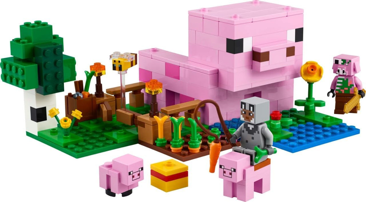 LEGO Minecraft The Baby Pig House Toy Figures and Playset - Building Minecraft Toy for Kids, Boys and Girls, Ages 7+ - Gift for Birthdays - with 2 Minifigures for Pretend Play - 21268