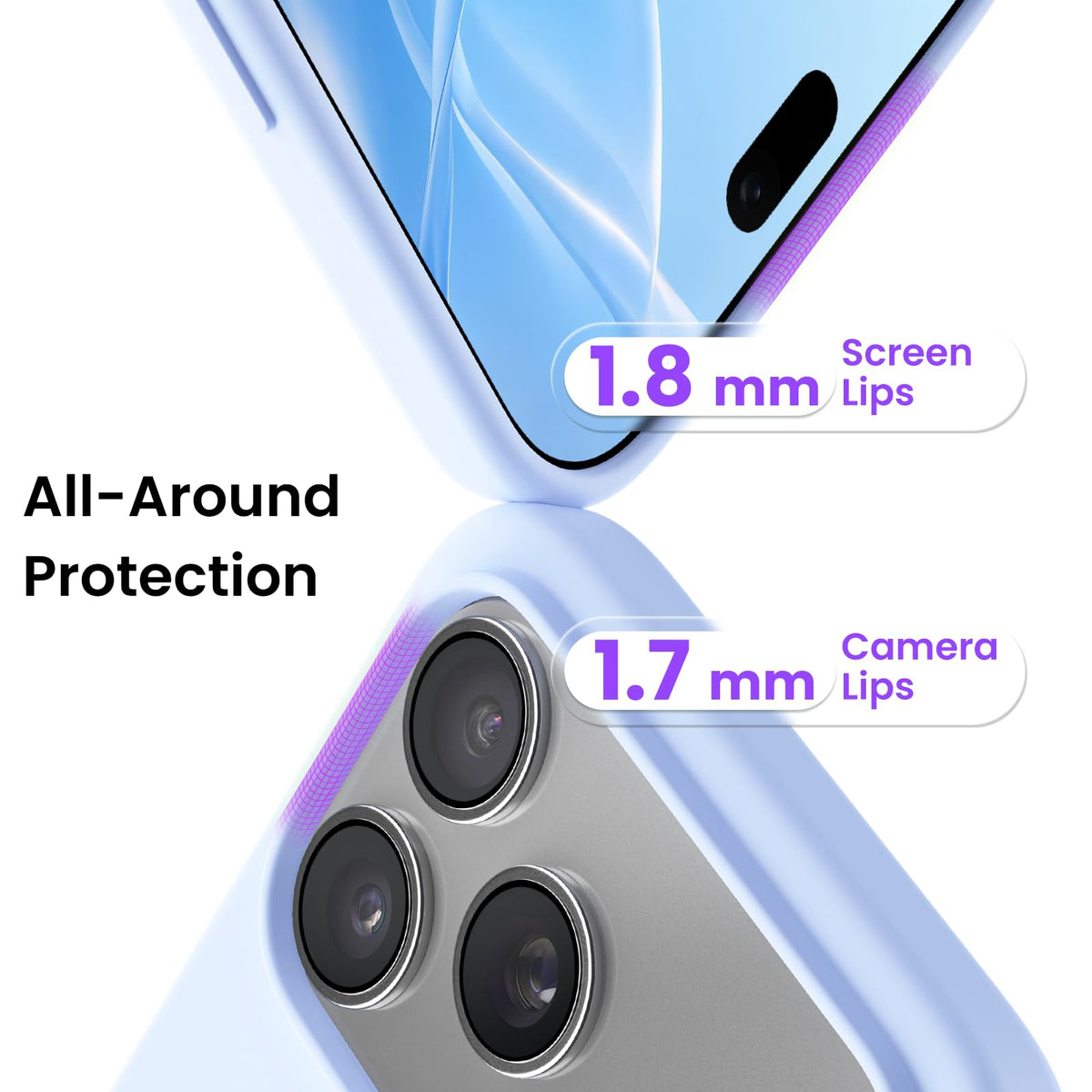 ORNARTO for iPhone 18 Pro Max Case, Liquid Silicone, Cloud Blue