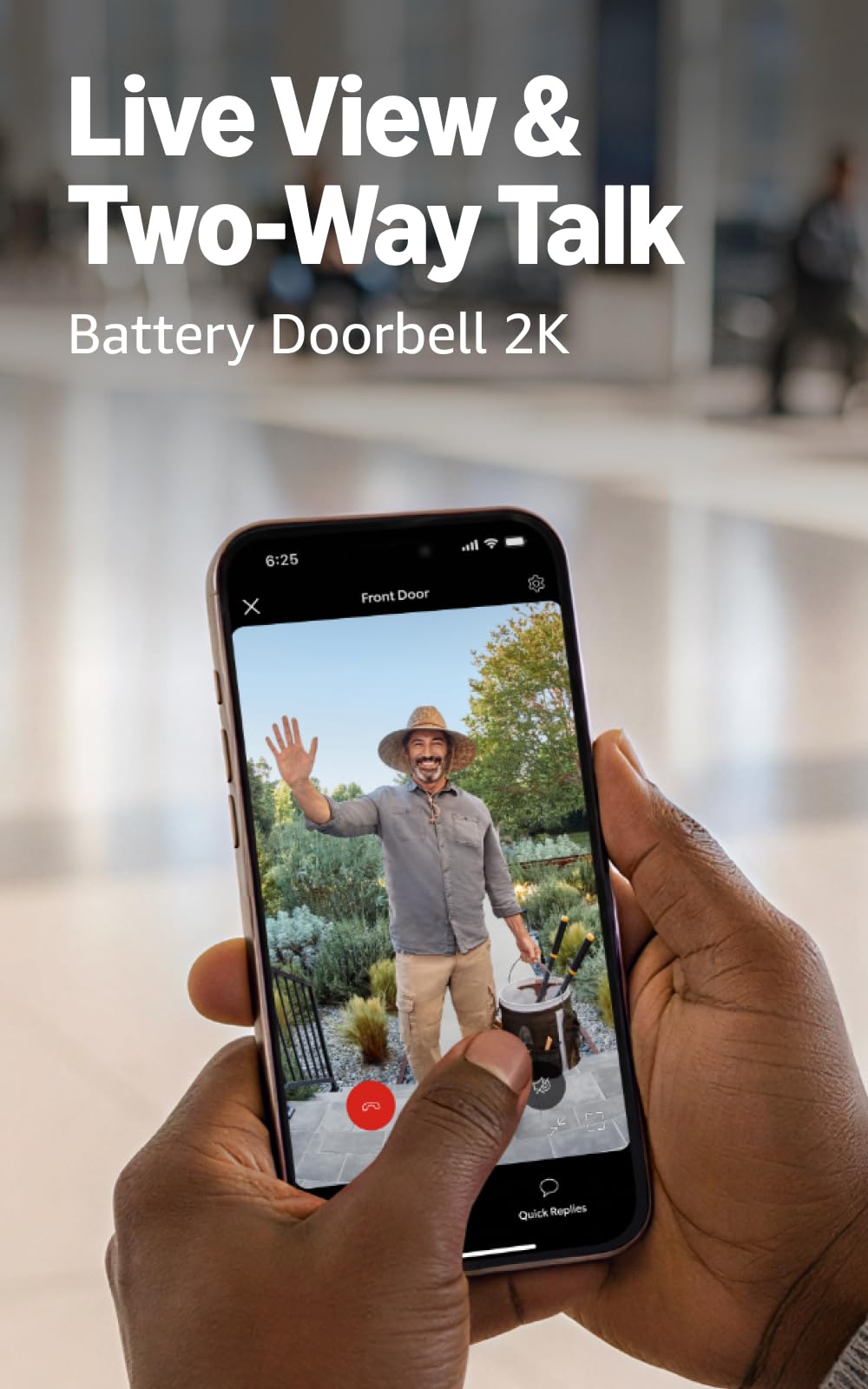 Ring Battery Doorbell 2K (newest model), Retinal 2K with wide-angle video, up to 6x Enhanced Zoom, Two-Way Talk, and Built-In Battery, Speckled White