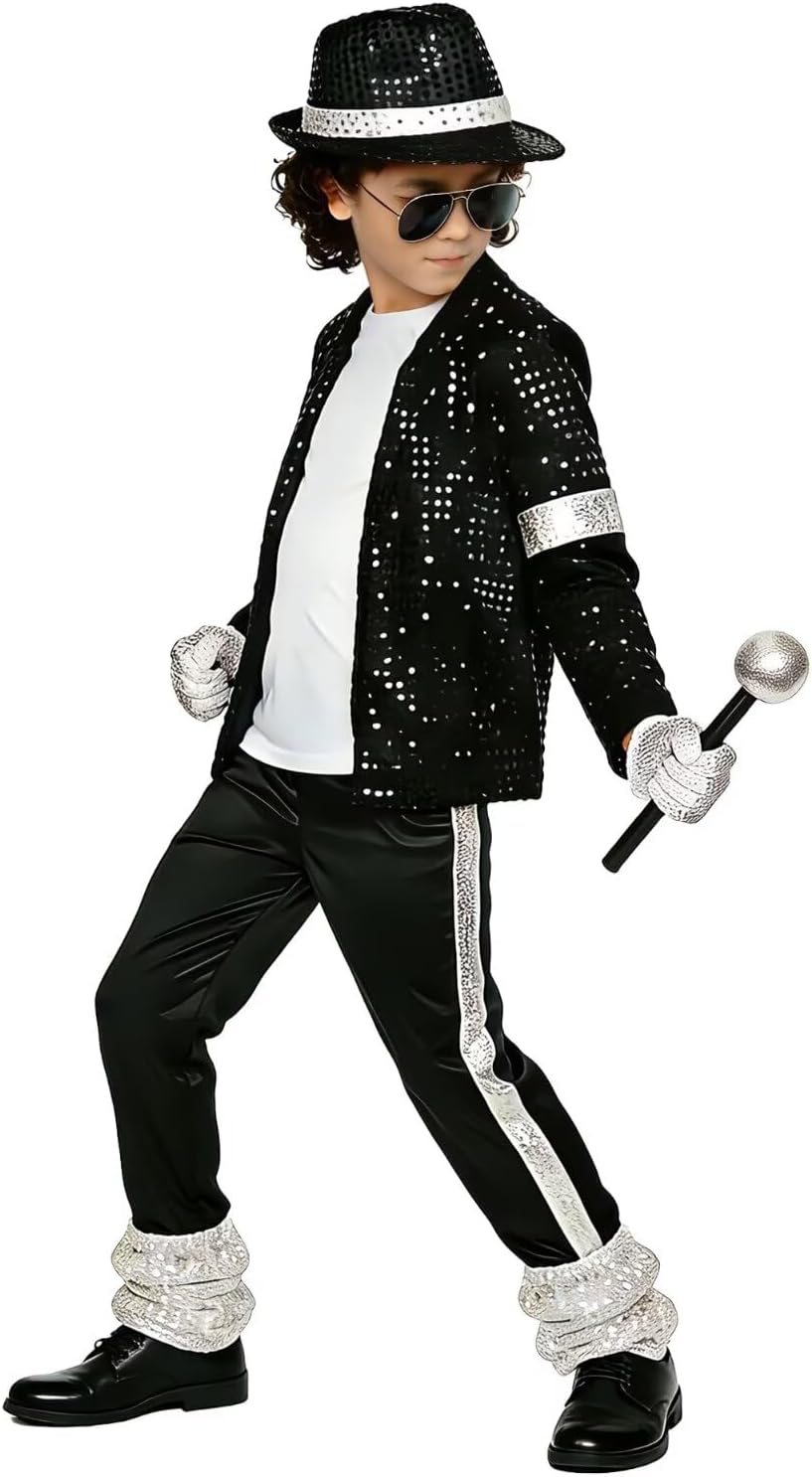 Boys Halloween Costume Set 8 Pcs 80s 90s Retro Dance Disco Cosplay