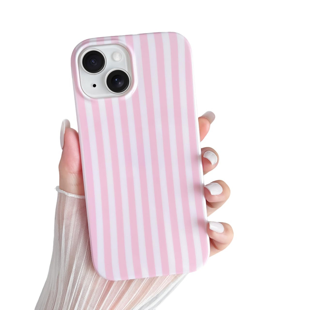 Yeddabox for iPhone 15 Pro Case Cute Striped Phone Case Soft TPU Slim Shockproof Phone Cover for Women Girls, Green and Blue