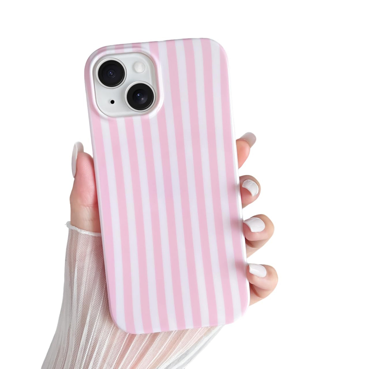 Yeddabox for iPhone 15 Pro Case Cute Striped Phone Case Soft TPU Slim Shockproof Phone Cover for Women Girls, Green and Blue