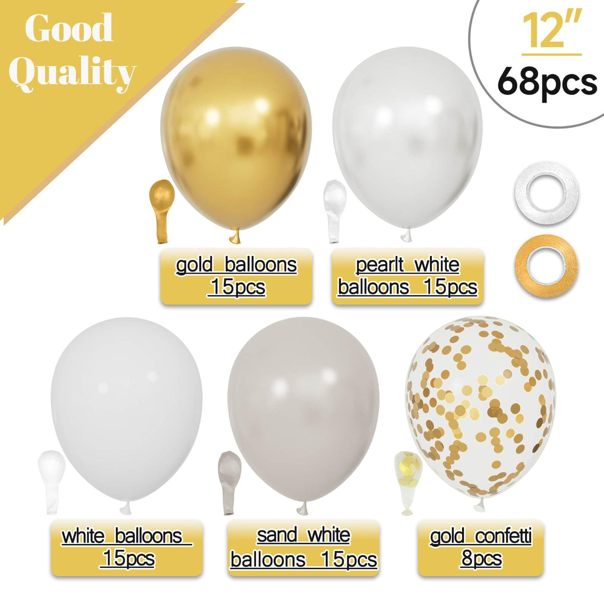 68Pcs Dusty Blue and Champagne Gold Balloons 12 Inch Sand White Pastel Baby Blue Confetti Balloon for Boy Baby Shower Bridal Shower Birthday Wedding Party Decorations.