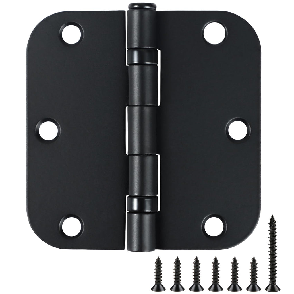 TDCHINGES Rounded Matte Black Door Hinges 3.5 Inch 5/8" Radius Flat 30 Pack