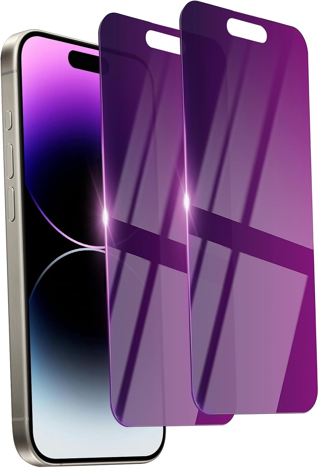2 Pack Privacy Screen Protector for iPhone 14 Pro Max Purple