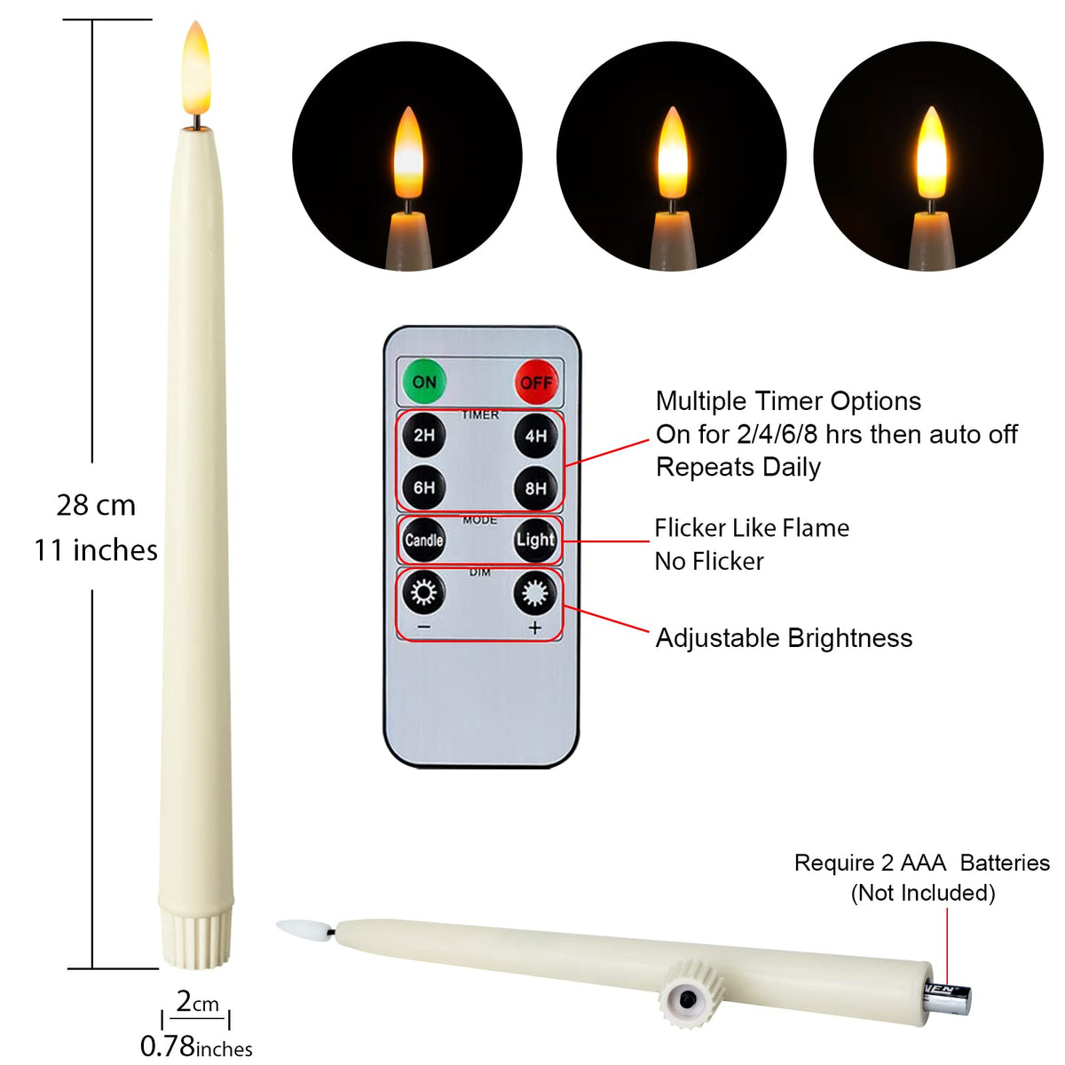 Homemory 6 Pcs Real Wax Ghost Flameless Taper Candles, 3D Wick Flickering Led Candlesticks 9.6 Inch Battery Operated with Remote & Timer, Spooky Halloween Gothic Indoor Decor