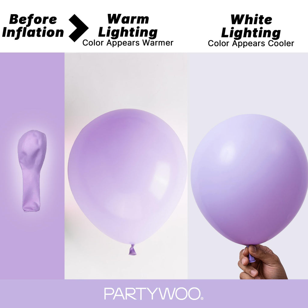 PartyWoo Lavender Balloons 127pcs Light Pastel Purple Lilac Different Sizes