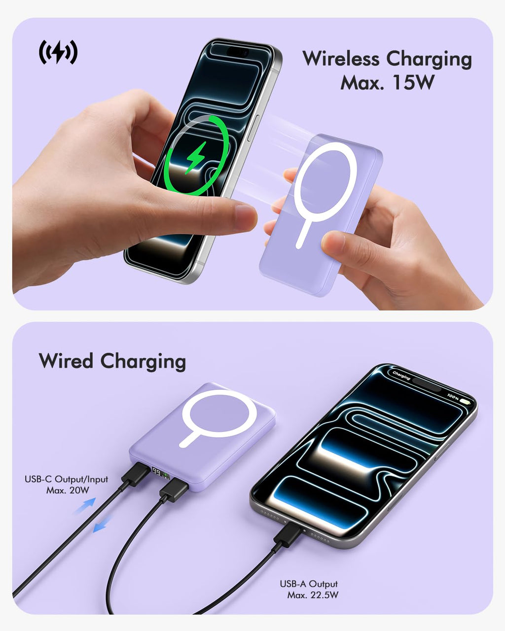 podoru for Magsafe Power Bank, 10000mAh Slim Magnetic Portable Charger