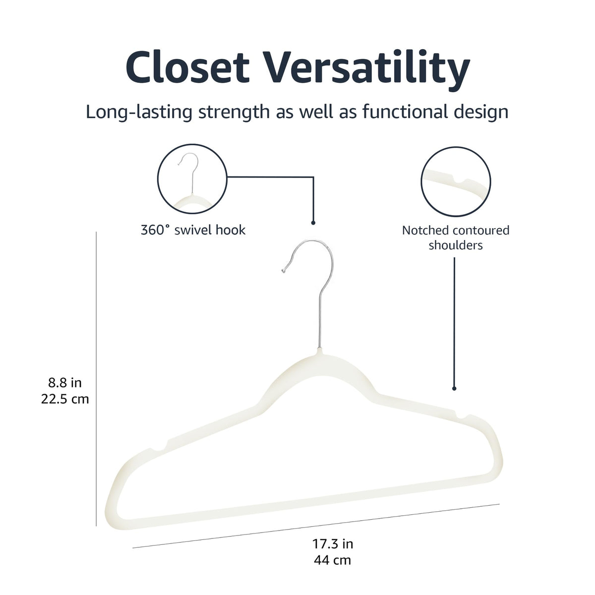 Amazon Basics Slim Velvet Non-Slip Space Saving Suit Clothes Hangers, Sturdy Construction, Navy Blue/Rose Gold, 50-Pack