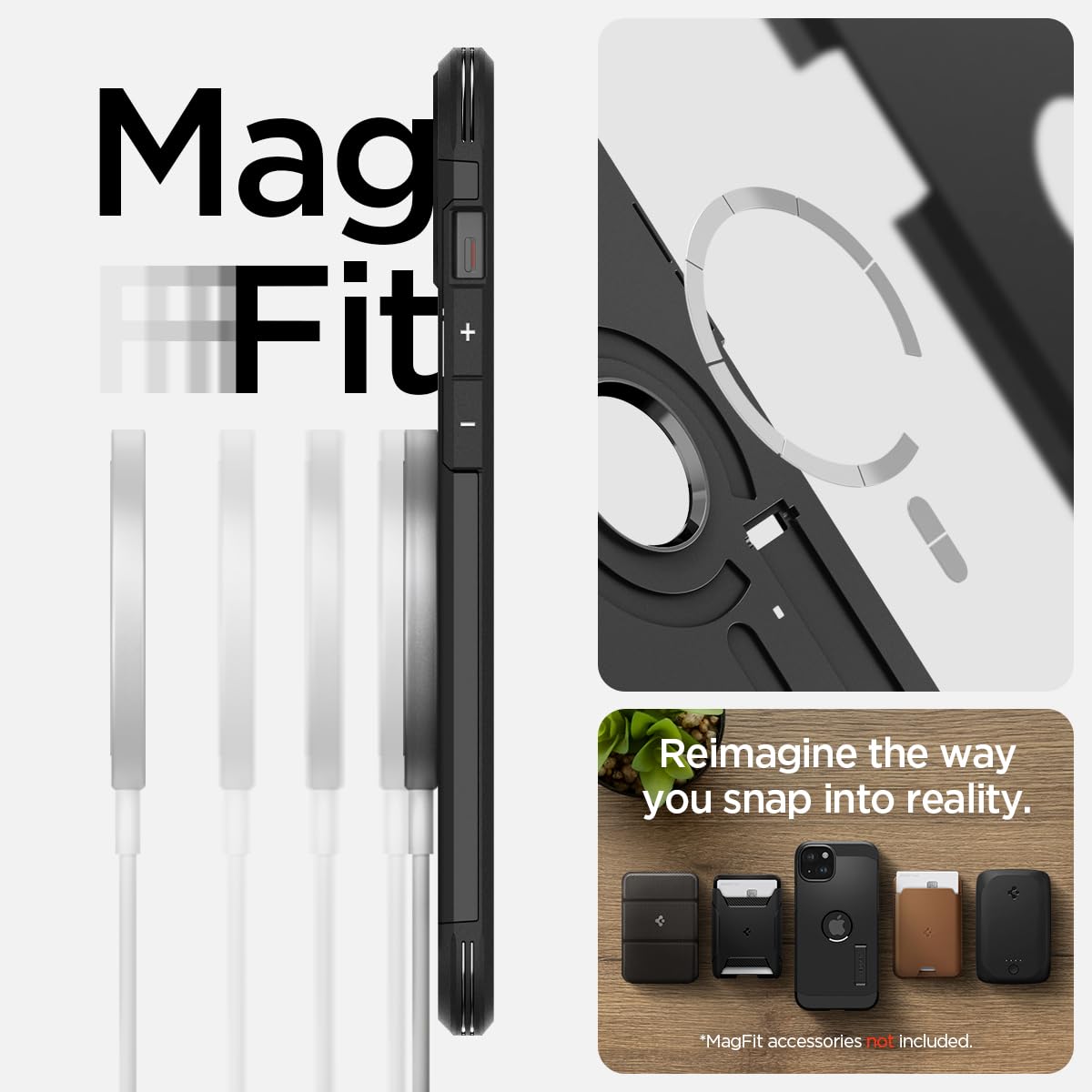 Spigen Tough Armor MagFit for iPhone 15 Pro Case, Metal Slate