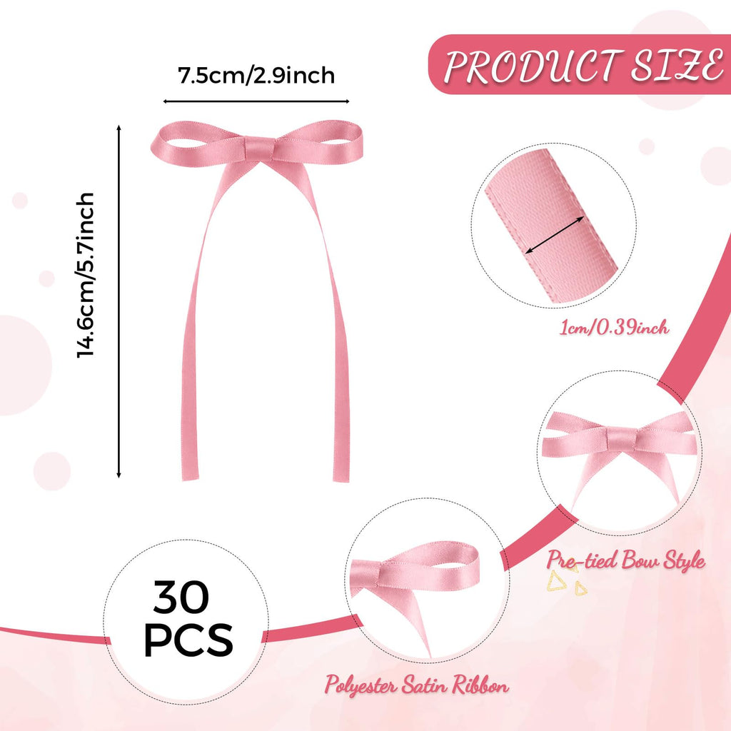 30 Pack Bow Cake Toppers Pink Ribbon Bows for Cake Back to School Decor