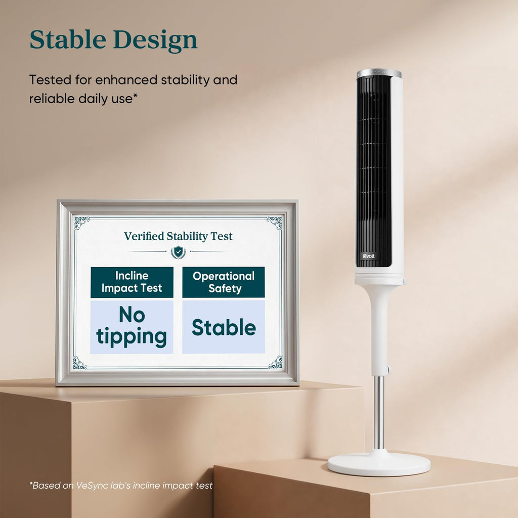 Levoit Tower Fan for Bedroom, 20dB Quiet Desk Fan, Easy to Carry & Plug-in