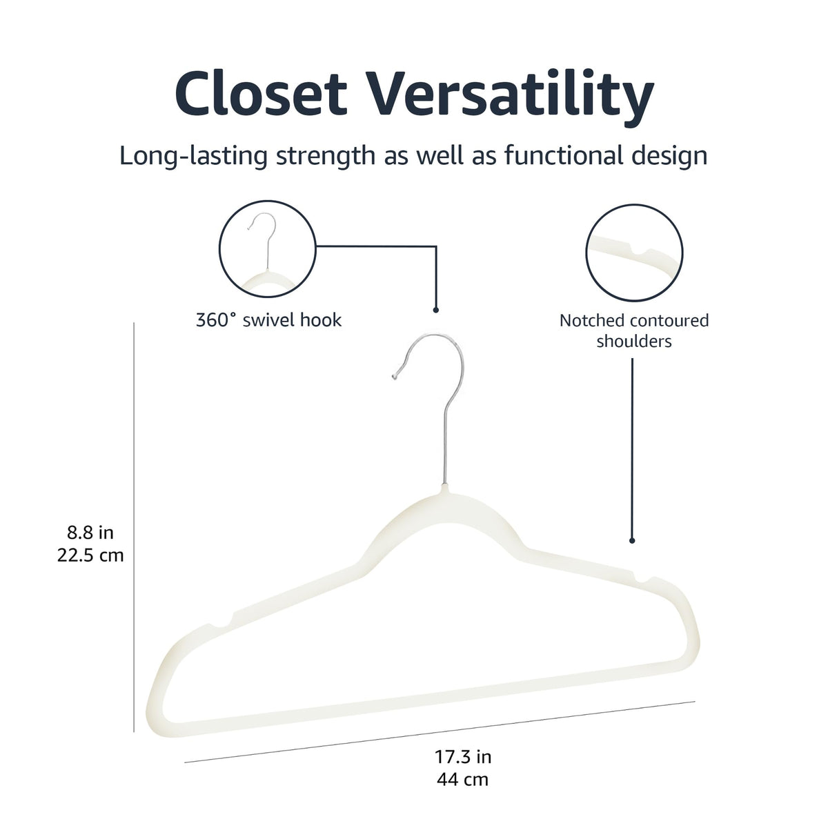 Amazon Basics Slim Velvet Non-Slip Space Saving Suit Clothes Hangers, Sturdy Construction, Navy Blue/Rose Gold, 50-Pack