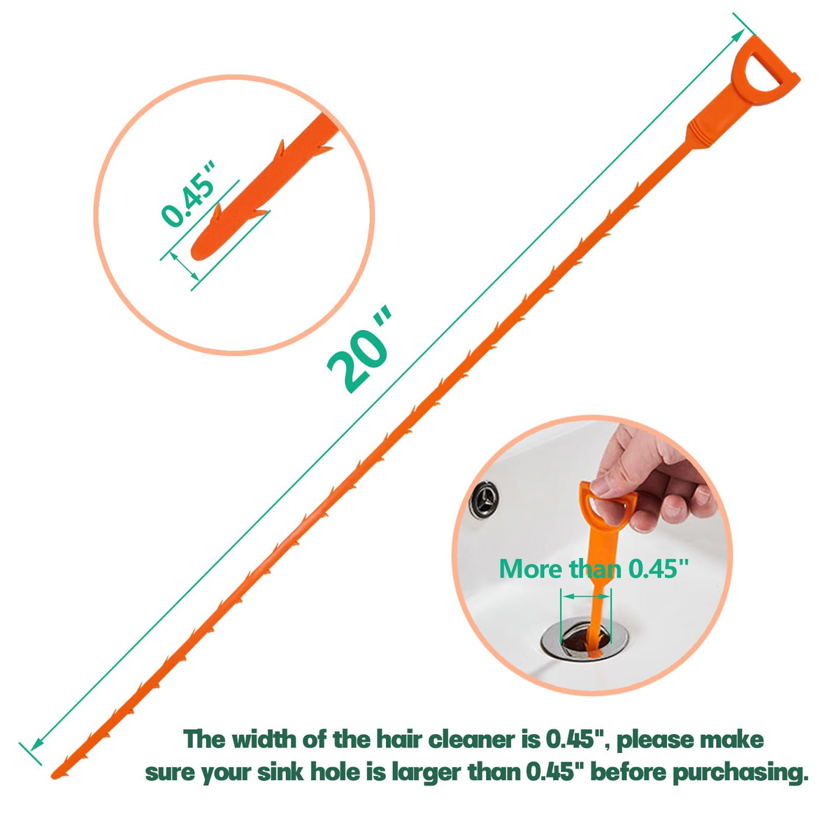 Drain Snake Hair Drain Clog Remover - 3 Pack Shower Sink Unclogger Tool