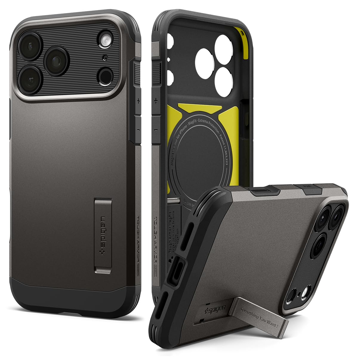 Spigen Tough Armor MagFit for iPhone 15 Pro Case, Metal Slate