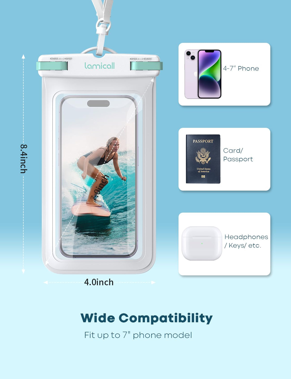 Lamicall 2Packs Waterproof Beach Bags, Vacation Essentials for Wemen Men