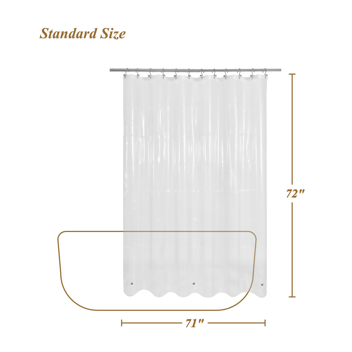 Mrs Awesome Dark Gray Shower Curtain Liner with 3 Magnets, 72x72