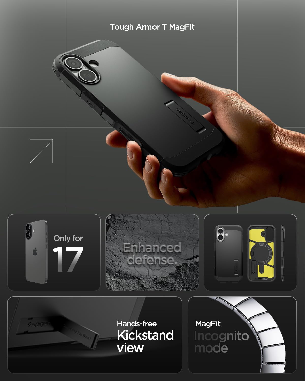 Spigen Tough Armor MagFit for iPhone 15 Pro Case, Metal Slate