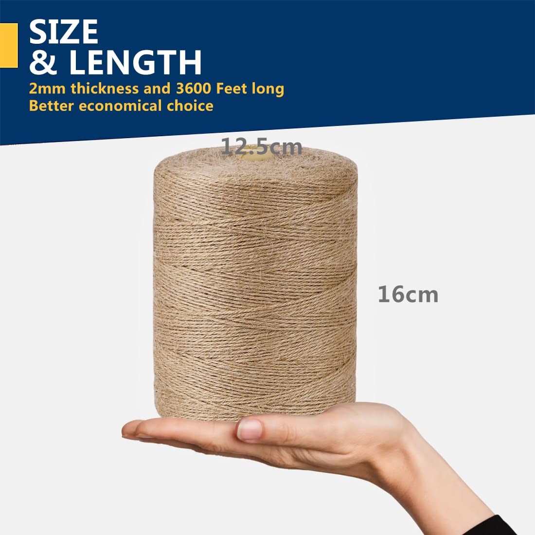 PerkHomy 1100FT Jute Twine String 2mm 3ply Natural Thin Twine for Craft Gardening Gift Wrapping Packing Material Wedding Christmas Decoration Bulk