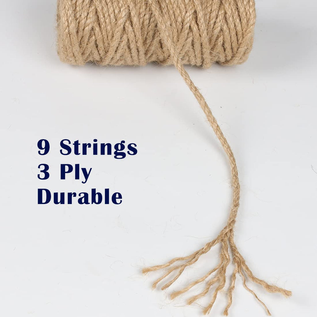 PerkHomy 1100FT Jute Twine String 2mm 3ply Natural Thin Twine for Craft Gardening Gift Wrapping Packing Material Wedding Christmas Decoration Bulk