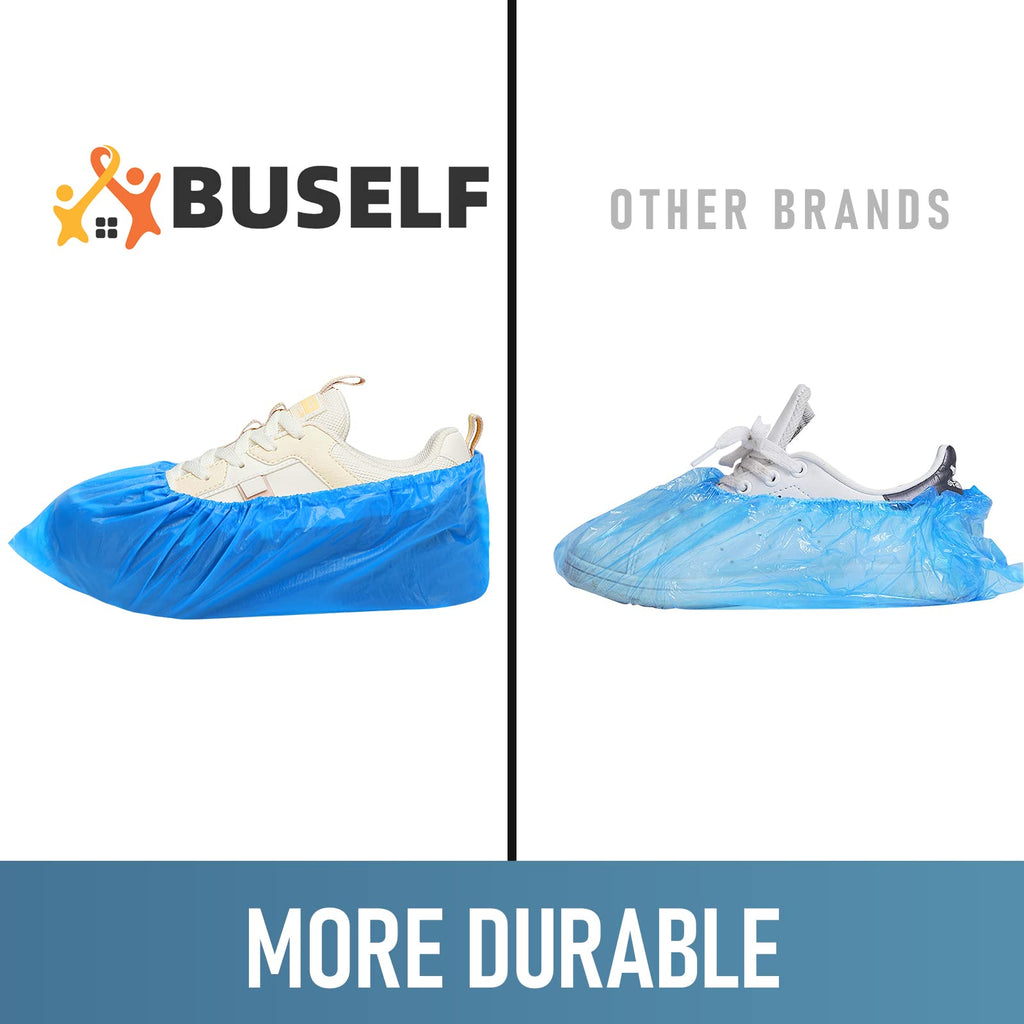 Buself Shoe Covers Disposable Non Slip - Pack of 100 (50 Pairs), Premium Waterproof and Recyclable Shoe Booties Covers for Indoors, Fits Up To 11 US Men and 13 US Women Size