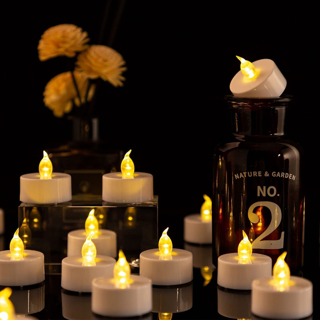 Battery Operated LED Tea Lights Flameless Flickering Candles 12PACK