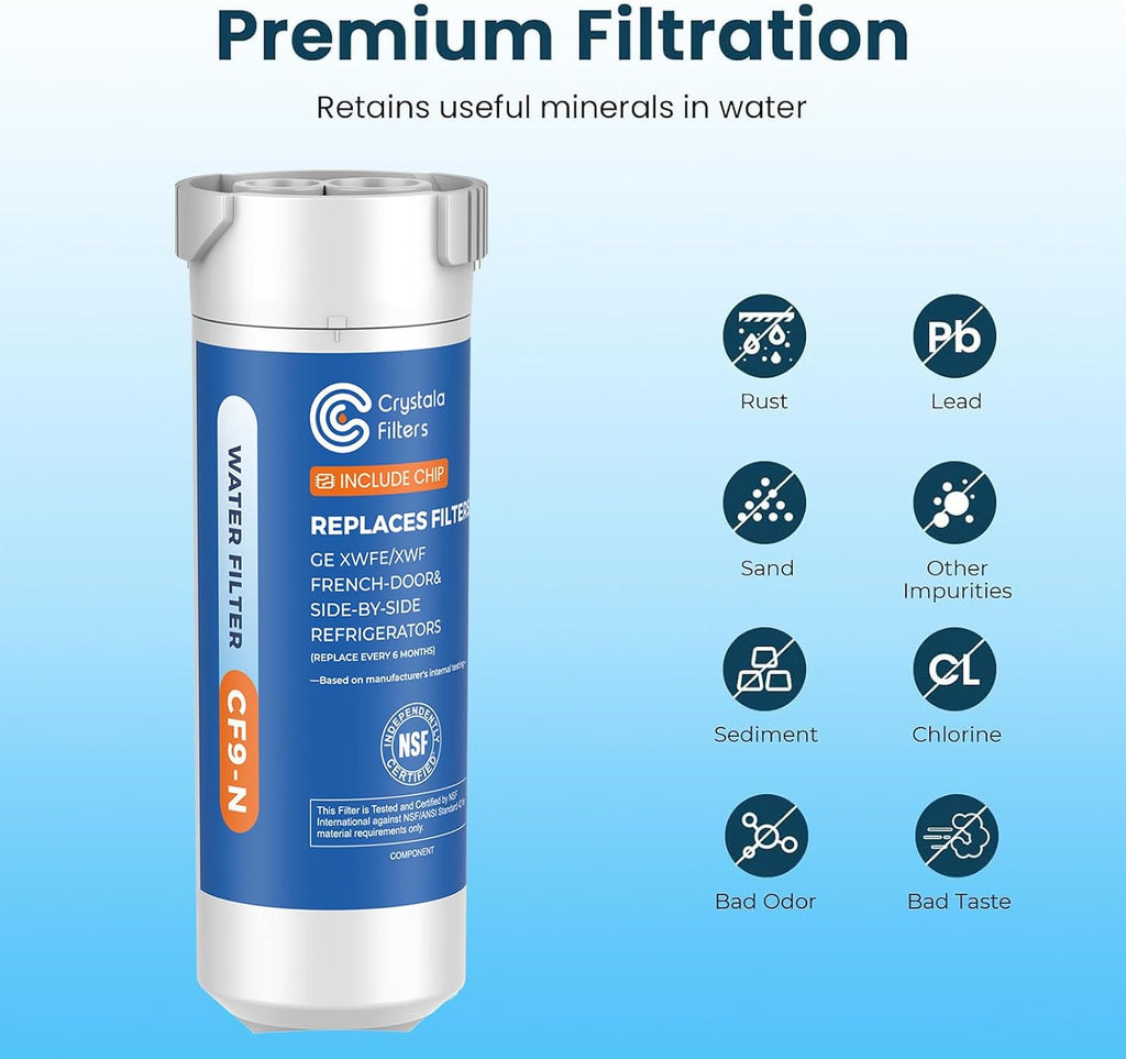 Crystala Filters XWFE (Built-in CHIP) Refrigerator Water Filter 2-Pack