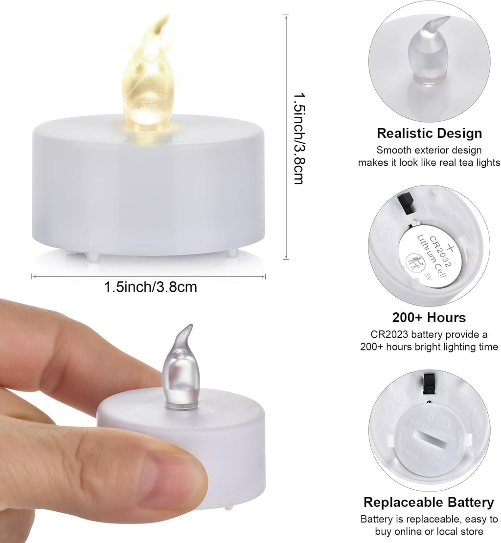 Battery Operated LED Tea Lights Flameless Flickering Candles 12PACK