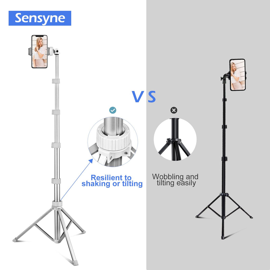 SENSYNE 62" Phone Tripod, Extendable Selfie Stick with Wireless Remote