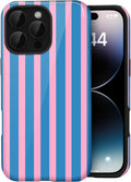 for iPhone 16 Pro Max Cute Striped Phone Case, Blue&Pink