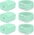 20W Fast Charger for iPhone 18/17/16/15 with 6FT Cable [3-Pack] - Green