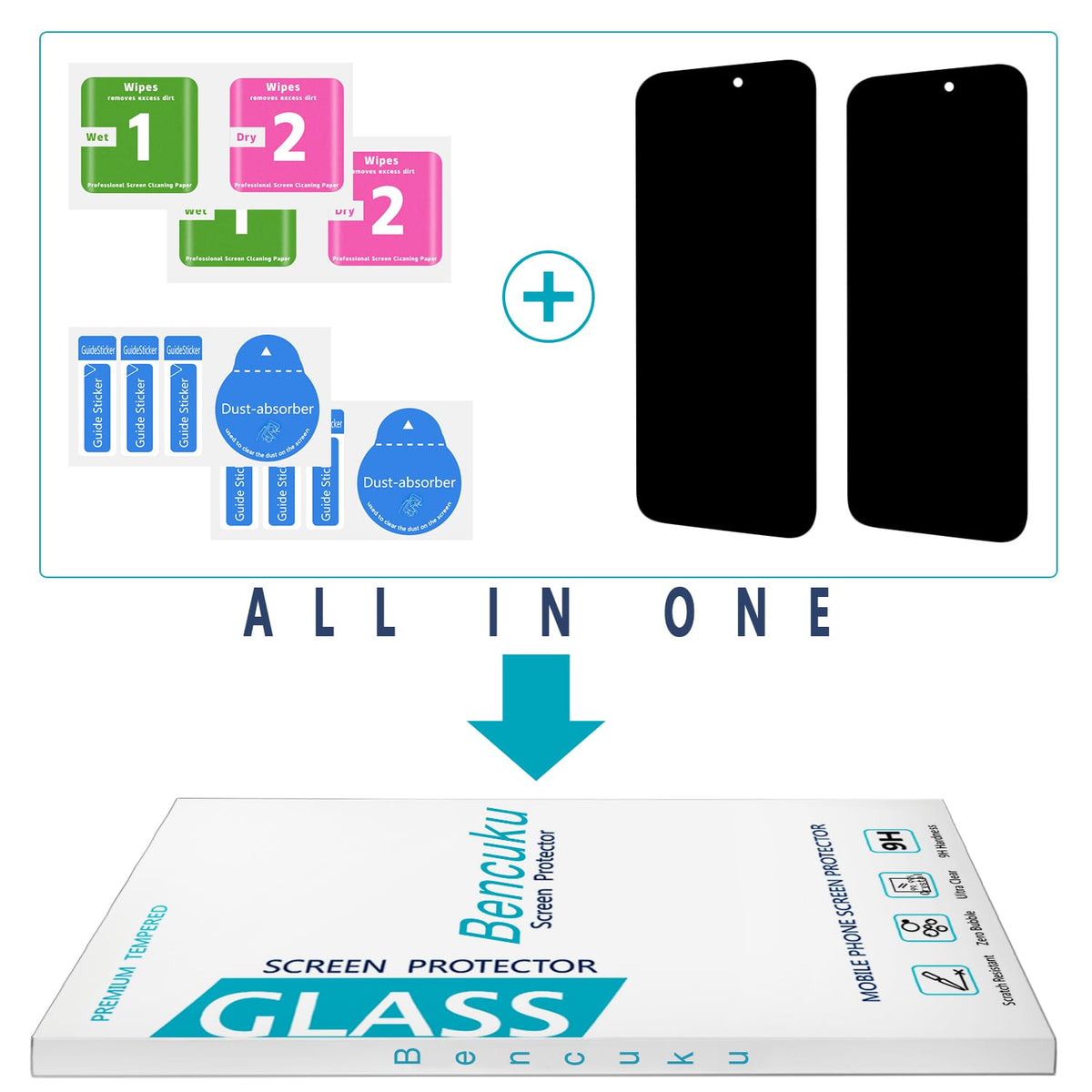 2 Pack Screen Protector for iPhone 16 Pro Max Tempered Glass